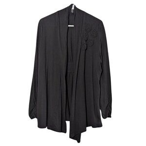 Alfani Women's Lightweight Open Front Cardigan Black Plus Size 1X, Floral Detail